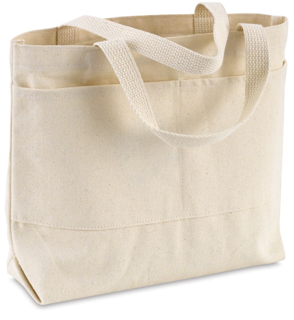 Canvas Tote Bag - Small, 11 1/2" x 13 1/2" x 2", with Pockets